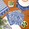60Pcs Flower Cotton Pre-Cut Fabric Bundles Blue White Floral Fabric Squares(Blue)